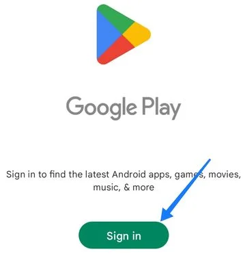 click sign in for creating play store account